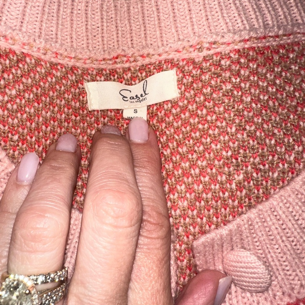 Boutique easel Pink Floral Button-Front Cardigan Sweater - Picture 5 of 5